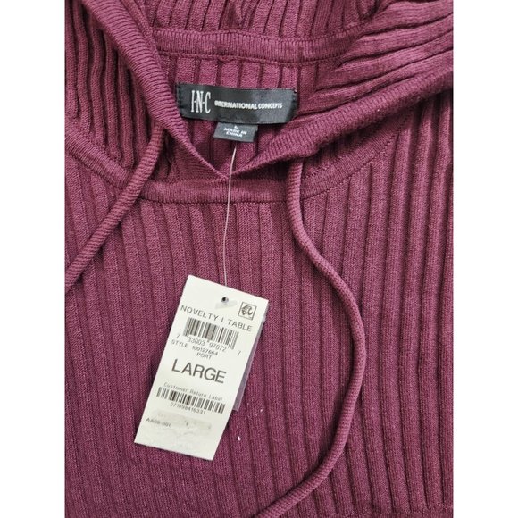 Inc Men's Regular  Ribbed Hooded Sweater  L red long sleeve 100127664 - Picture 3 of 6